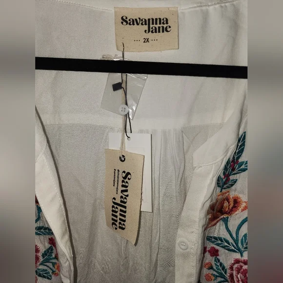 Savanna Jane White Boho Embroidered Blouse - Picture 5 of 8
